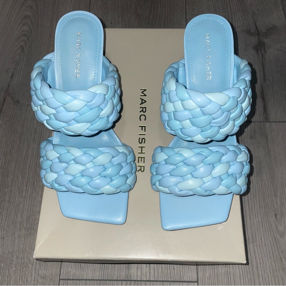 Marc Fisher Light Blue Padded Sandal Heel